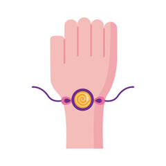 Sticker - happy raksha bandhan celebration with hand using wristband flat style