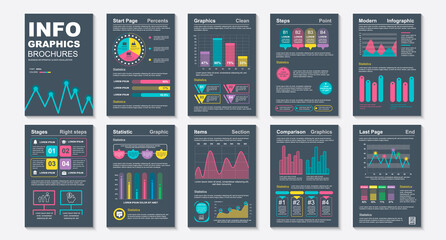 Leinwandbilder - Infographic brochures data visualization vector design template. Can be used for info graphic, resume and cv, web, print, magazine, poster, flyer, brochure, annual report, marketing, advertising.