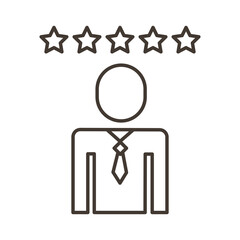 Sticker - businessman figure with stars line style icon