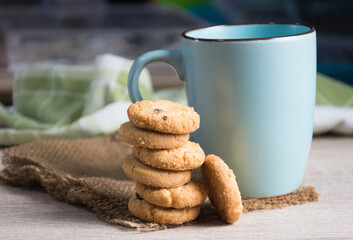 Group of cookie on desk,soft focus.