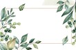 White background with a space for the text on the center and 3D rendered leaves and flowers