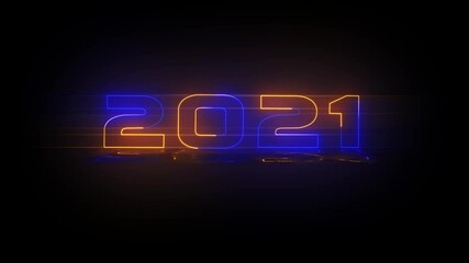Poster - Year 2021 - Neon Text animation on black screen