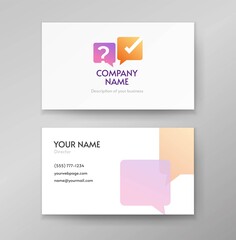 Poster - quiz poll logo icon vector or interview discussion logotype on business card template design bubble 