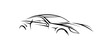 © JoelMasson - Auto Concept sports car silhouette. Supercar showroom emblem design. Performance motor vehicle dealership logo style design. Vector illustration.