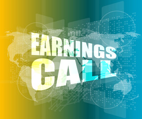Poster - earnings call words on touch screen interface