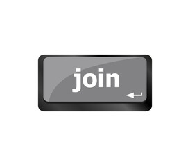 Poster - Computer keyboard key join, business concept