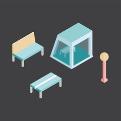 Sticker - Isometric benches cover bench and lamppost