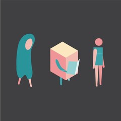 Canvas Print - Isometric characters