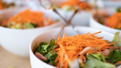 Poster - Closeup shot of salads with vegetables and meat