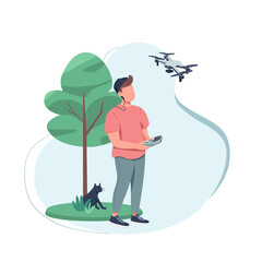 Poster - Content creator flat color vector faceless character