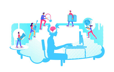 Poster - Online university learning flat concept vector illustration