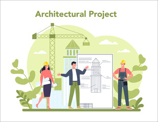 Fototapete - Architecture concept. Idea of building project and construction work.