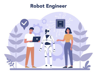 Poster - robotics concept. robot engineering and programming. idea of artificial