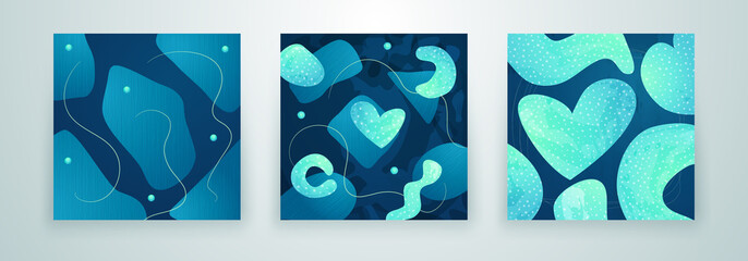 Wall Mural - set of creative minimalist hand drawn abstract background. modern abstract shapes in contemporary st