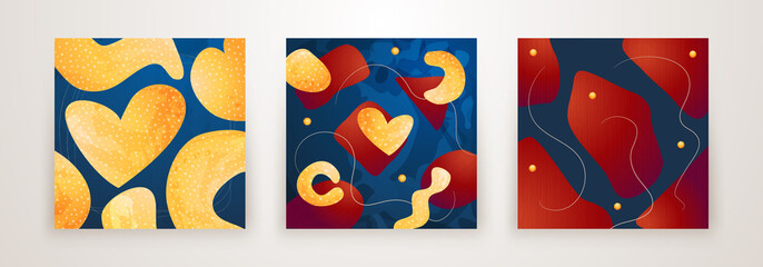 Wall Mural - set of creative minimalist hand drawn abstract background. modern abstract shapes in contemporary st
