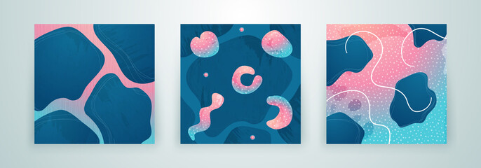 Wall Mural - set of creative minimalist hand drawn abstract background. modern abstract shapes in contemporary st