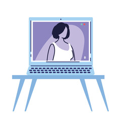 Poster - woman on computer video call