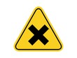 isolated harmful biochemical toxic safety bold black cross signs on round triangle board for icon, label, logo or package industry etc. flat vector design.
