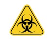 isolated biological hazards symbols on yellow round triangle board warning sign for icon, label, logo or package industry etc. flat vector design.