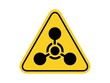 isolated warning chemical weapon hazards symbols on yellow round triangle board warning sign for icon, label, logo or package industry etc. flat style vector design.