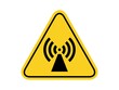 isolated warning radio frequency hazards symbols on yellow round triangle board warning sign for icon, label, logo or package industry etc. flat  style vector design.