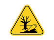 isolated caution environment, common hazards symbols on yellow round triangle board warning sign for icon, label, logo or package industry etc. flat style vector design. 