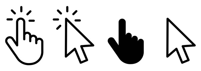 Poster - Hand clicking icon collection.Pointer click icon. Hand icon design.Set of Hand Cursor icons click and Cursor icons click. Click cursor icon.