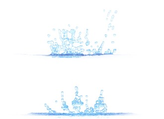 Wall Mural - 3D illustration of 2 side views of nice water splash - mockup isolated on white, for any purpose