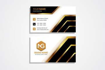 Poster - Luxury and elegant black gold business cards template on white grey gradient background. Horizontal layout of identity card use halftone element. 