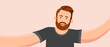 © Halyna - Man is doing selfie vector illustration