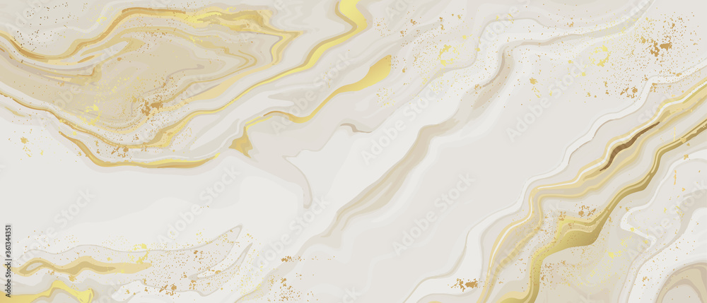 Marble and gold abstract background vector. Marbling wallpaper design with natural luxury style swirls of marble and gold powder.. - obrazy, fototapety, plakaty 