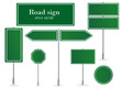 © JJIMAGE - Direction sign board, road destination signs, street signage boards and green directing signboard pointer. vector illustration