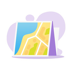 Poster - Navigation map paper icon vector flat cartoon symbol illustration isolated on colorful background modern design