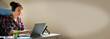 © artursfoto - Bautifull women on a conforence call in home office. Working from home.
