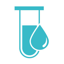 test tube and water drop nature liquid blue silhouette style icon