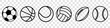 Sport balls set. Ball icons. Balls for Football, Soccer, Basketball, Tennis, Baseball, Volleyball. Vector illustration