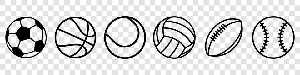 sport balls set. ball icons. balls for football, soccer, basketball, tennis, baseball, volleyball. v