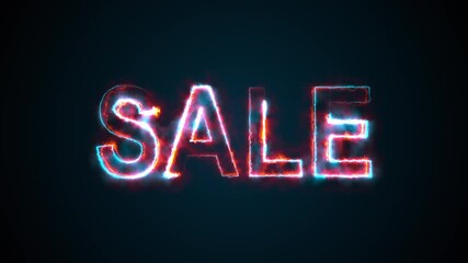 Poster - the word sale, computer generated. burning inscription. capital letters. 3d rendering of colorful bu