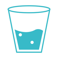 Poster - glass with water mineral liquid blue silhouette style icon