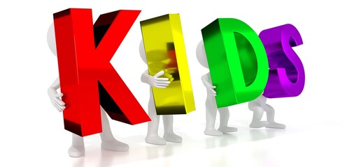 Poster - Kids - colorful letters - 3D illustration