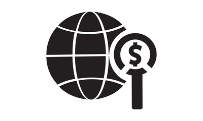 Global economics search icon vector graphics