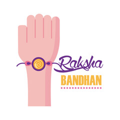 Sticker - happy raksha bandhan celebration with hand using wristband flat style