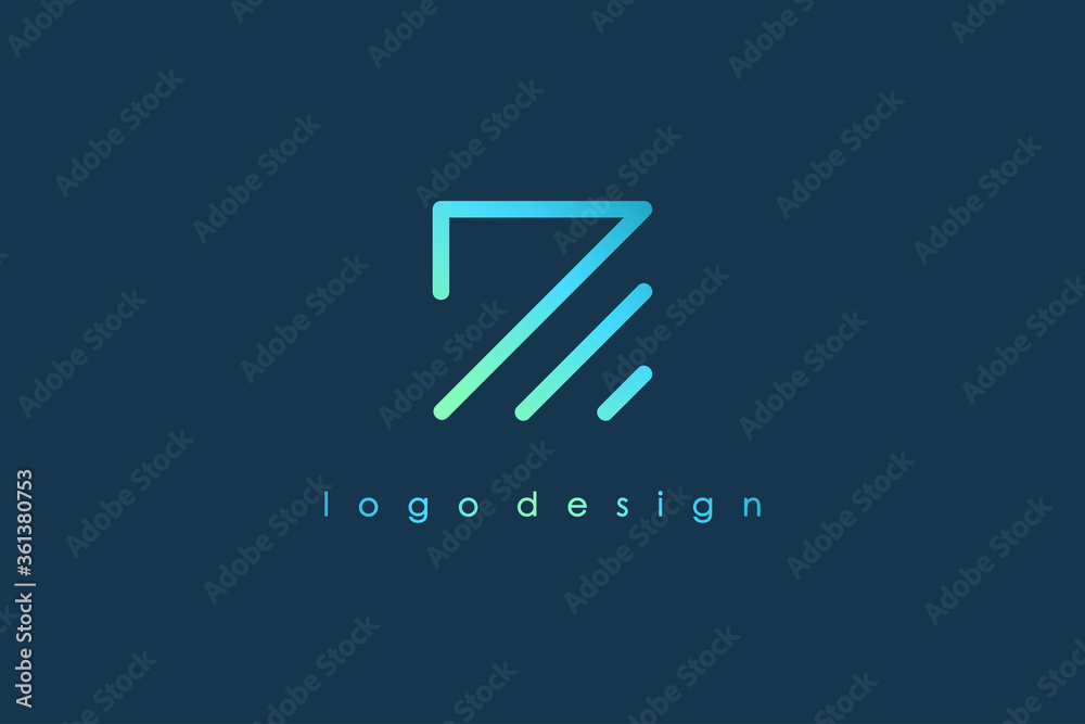 Abstract Initial Letter Z Logo. Blue Light Square Geometric Line Style ...
