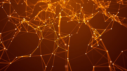 Poster - Digital plexus of glowing lines and dots. Abstract background. 3D rendering. Network or connection. 3d rendering.