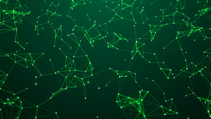 Poster - Digital plexus of glowing lines and dots. Abstract background. 3D rendering. Network or connection. 3d rendering.
