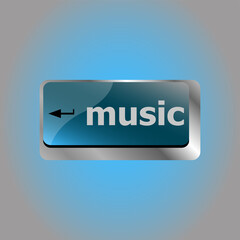 Poster - Computer keyboard with music key - technology background