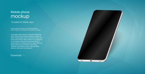 Poster - Isometric illustration cell phone. Smartphone frame less blank screen, rotated position. Smartphone perspective view. Template for infographics or presentation UI design interface. vector
