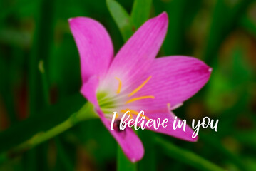 Wall Mural - Life inspirational and motivation quotes - I believe in you.