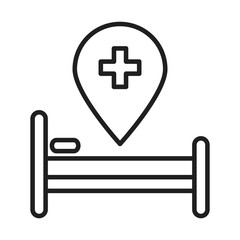 Sticker - bed location pointer healthcare medical and hospital pictogram line style icon