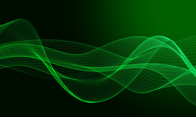 Abstract shiny bright green waves banner design